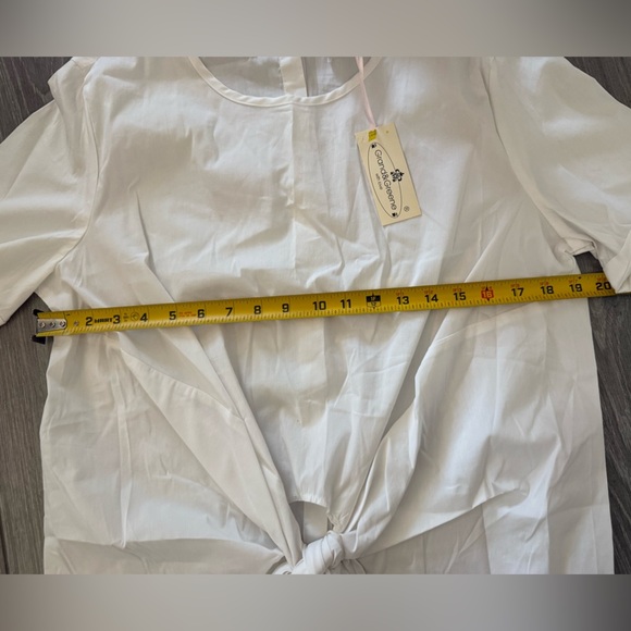 Grand & Greene|White short sleeve Tie-Front Top in cotton blend•••NWT, Large - Picture 12 of 13